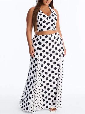 Fashion Nova Polka Dot Maxi Skirt Set Size XL